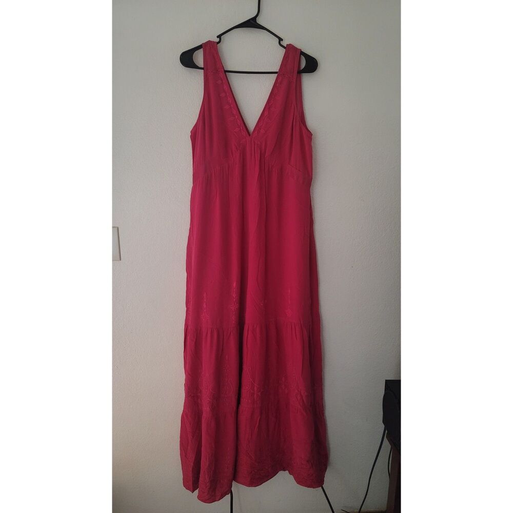 Elevenses Pink Silk Embroidered Wide Leg Tank Jumpsuit Size S